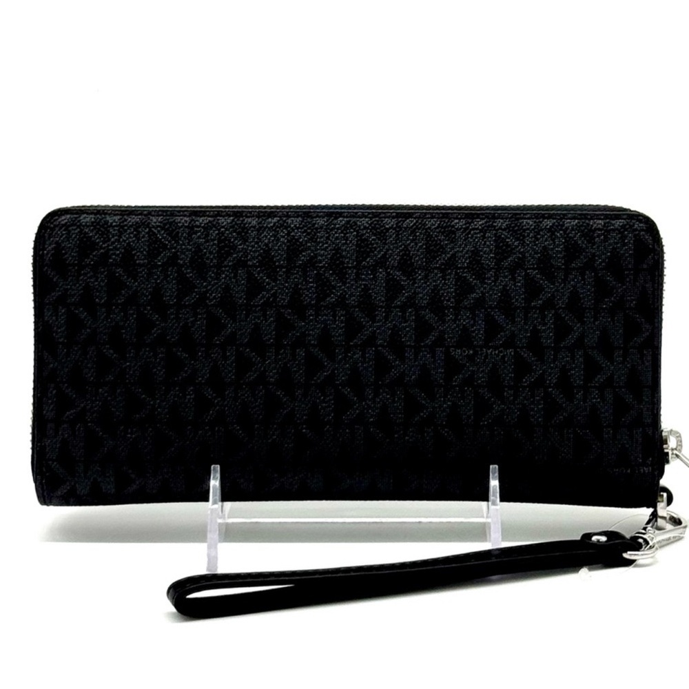 Michael Kors Large Jet Set Travel Signature Continental Wallet Wristlet Black - Picture 5 of 8